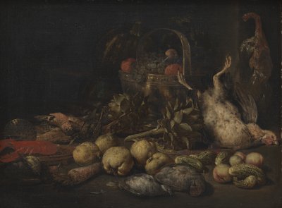 Stilleben med frukt og fugler av Peeter Gijsels