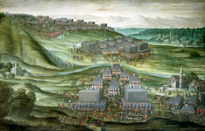 Utplassering av tropper i White Mountain i første fase av slaget ved White Mountain 7.–8. november 1620, maleri av Pieter Snayers (1592–1667) bevart i Santa Maria della Vittoria-kirken, Roma av Peeter Snayers