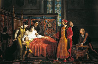 Charles VIII besøker døende Gian Galeazzo Sforza i Pavia slott av Pelagio Palagi
