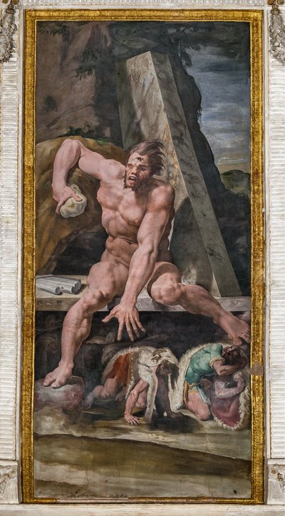 Følgesvenner av Ulysses rømmer fra Polyphemus, detalj fra Room of Polyphemus av Pellegrino Tibaldi