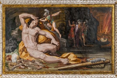 Ulysses blender Polyphemus, detalj fra Room of Polyphemus av Pellegrino Tibaldi