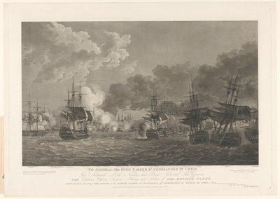 Utsikt over sjøslaget ved København, 1801 av Peltro William Tomkins