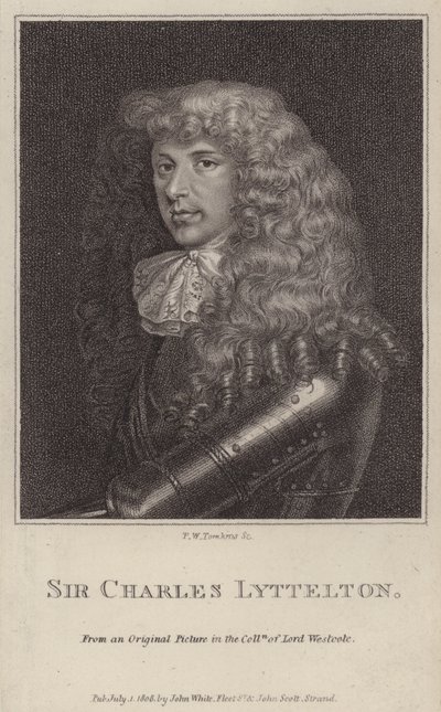 Sir Charles Lyttelton , engelsk politiker og kolonialguvernør i Jamaica (gravering) av Peltro William Tomkins
