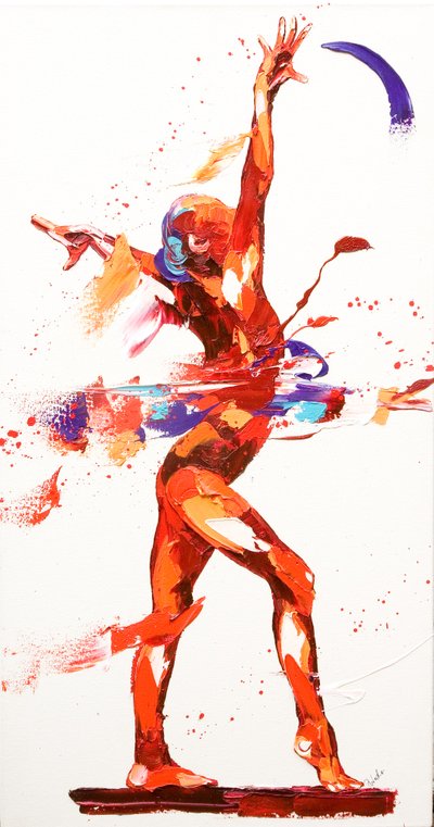 Gymnast Four, 2010 (olje på lerret) av Penny Warden