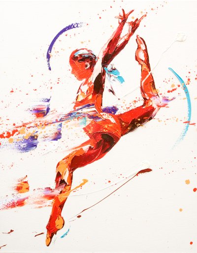 Gymnast Two, 2010 (olje på lerret) av Penny Warden