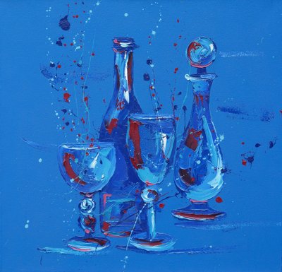 Still Life in Blue, 2005 (olje på lerret) av Penny Warden