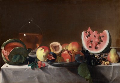 Stilleben med frukt og karaffel av Pensionante del Saraceni