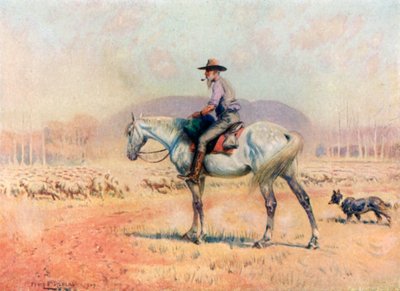 En sauekjører (farge litho) av Percy F.S. (after) Spence