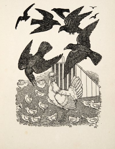 A Calculating Crow, fra A Hundred Anecdotes of Animals, pub. 1924 av Percy J. Billingshurst