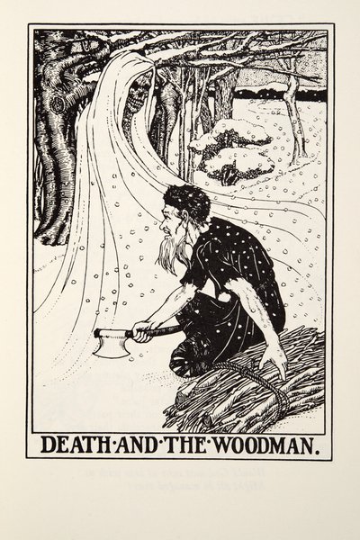 Death and the Woodman, fra Fontaine Fables, pub. 1905 (gravering) av Percy J. Billingshurst
