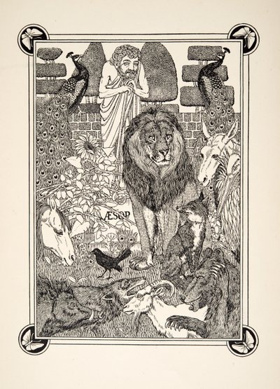 Frontispice, fra A Hundred Fables of Aesop, pub.1903 av Percy J. Billingshurst
