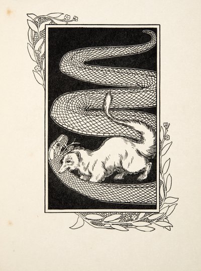 Snake Destroyers, fra A Hundred Anecdotes of Animals, pub. 1924 (gravering) av Percy J. Billingshurst