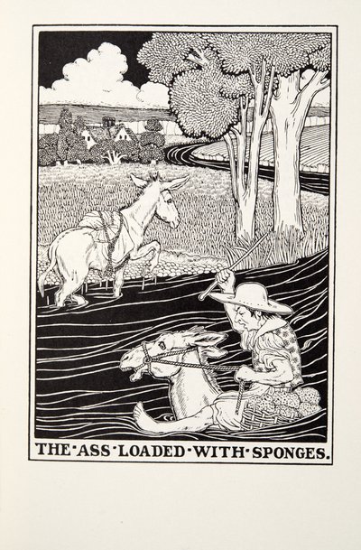 The Ass Loaded with Sponges, fra Fontaine Fables, pub. 1905 av Percy J. Billingshurst