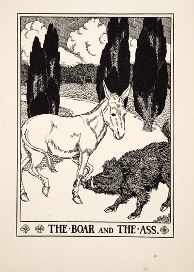 The Boar and the Ass, fra A Hundred Fables of Aesop, pub.1903 av Percy J. Billingshurst