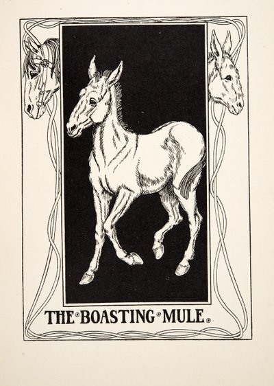 The Boasting Mule, fra A Hundred Fables of Aesop, pub.1903 av Percy J. Billingshurst