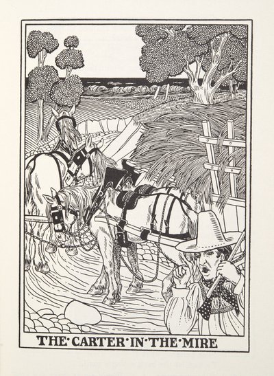 The Carter in the Mire, fra Fontaine Fables, pub. 1905 (gravering) av Percy J. Billingshurst