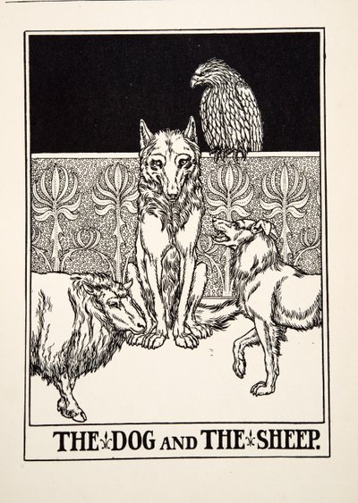 The Dog and the Sheep, fra A Hundred Fables of Aesop, pub.1903 av Percy J. Billingshurst