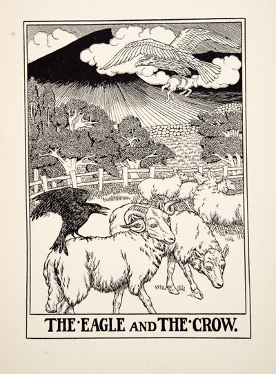 The Eagle and the Crow, fra A Hundred Fables of Aesop, pub.1903 av Percy J. Billingshurst