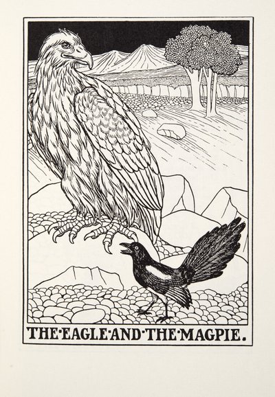 The Eagle and the Magpie, fra Fontaine Fables, pub. 1905 av Percy J. Billingshurst
