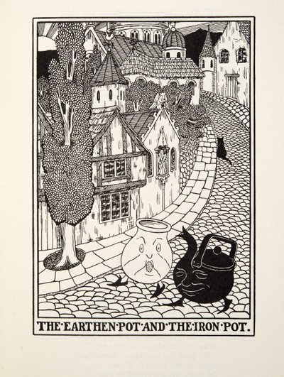 The Earthen Pot and the Iron Pot, fra Fontaine Fables, pub. 1905 av Percy J. Billingshurst