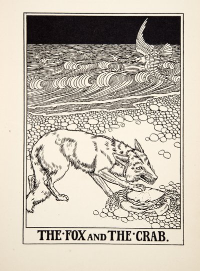 The Fox and the Crab, fra A Hundred Fables of Aesop, pub.1903 (gravering) av Percy J. Billingshurst