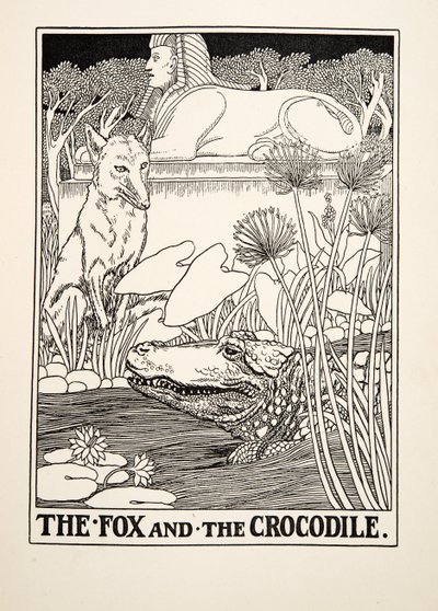 The Fox and the Crocodile, fra A Hundred Fables of Aesop, pub.1903 av Percy J. Billingshurst