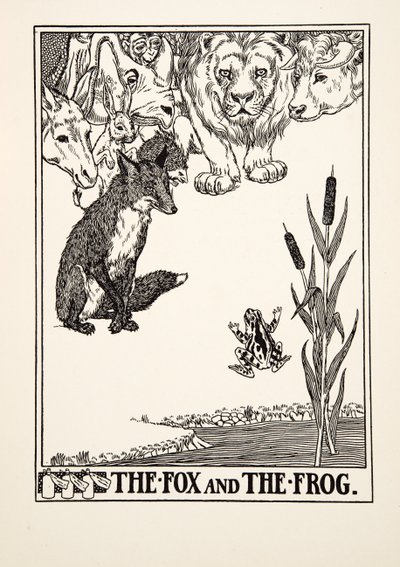 The Fox and the Frog, fra A Hundred Fables of Aesop, pub.1903 (gravering) av Percy J. Billingshurst