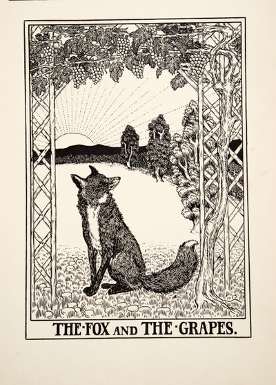 The Fox and the Grapes, fra A Hundred Fables of Aesop, pub.1903 av Percy J. Billingshurst