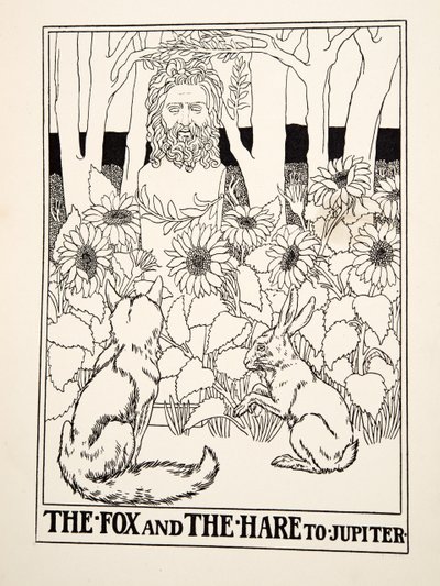 The Fox and the Hare to Jupiter, fra A Hundred Fables of Aesop, pub.1903 av Percy J. Billingshurst