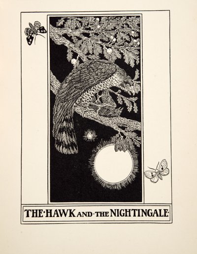 The Hawk and the Nightingale, fra A Hundred Fables of Aesop, pub.1903 av Percy J. Billingshurst