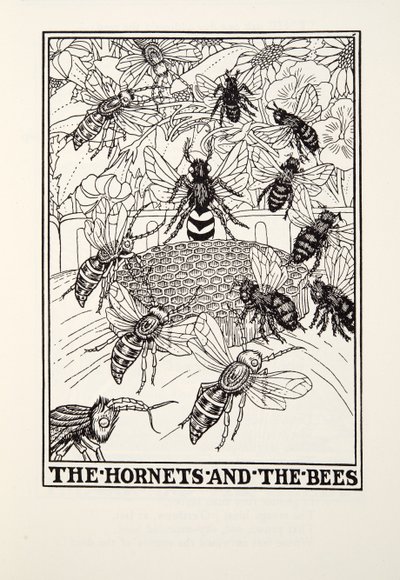 The Hornets and the Bees, fra Fontaine Fables, pub. 1905 (gravering) av Percy J. Billingshurst