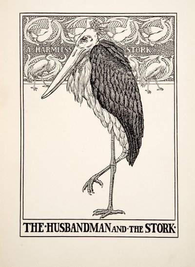 The Husbandman and the Stork, fra A Hundred Fables of Aesop, pub.1903 av Percy J. Billingshurst