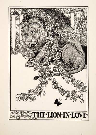 The Lion in Love, fra A Hundred Fables of Aesop, pub.1903 av Percy J. Billingshurst