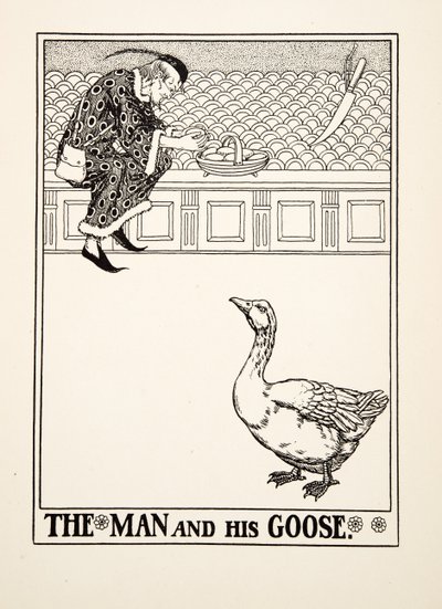The Man and his Goose, fra A Hundred Fables of Aesop, pub.1903 (gravering) av Percy J. Billingshurst