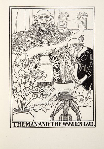 The Man and the Wooden God, fra Fontaine Fables, pub. 1905 av Percy J. Billingshurst