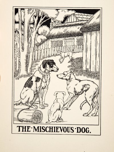 The Mischievous Dog, fra A Hundred Fables of Aesop, pub.1903 (gravering) av Percy J. Billingshurst