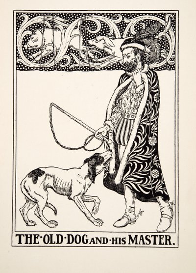 The Old Dog and his Master, fra A Hundred Fables of Aesop, pub.1903 av Percy J. Billingshurst