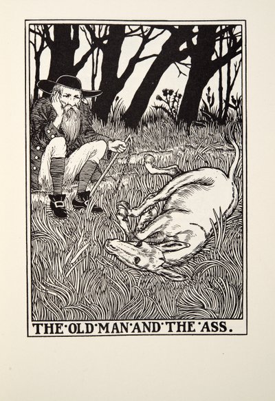 The Old Man and the Ass, fra Fontaine Fables, pub. 1905 av Percy J. Billingshurst