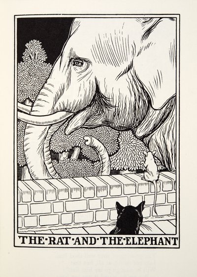 The Rat and the Elephant, fra Fontaine Fables, pub. 1905 av Percy J. Billingshurst