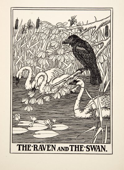 The Raven and the Swan, fra A Hundred Fables of Aesop, pub.1903 av Percy J. Billingshurst