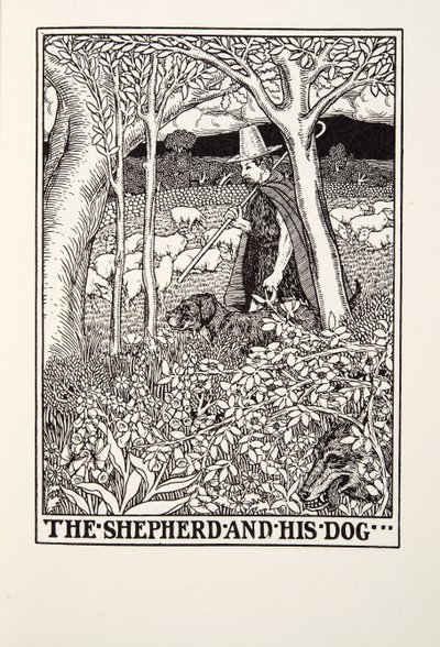 Shepherd and his Dog, fra Fontaine Fables, pub. 1905 av Percy J. Billingshurst