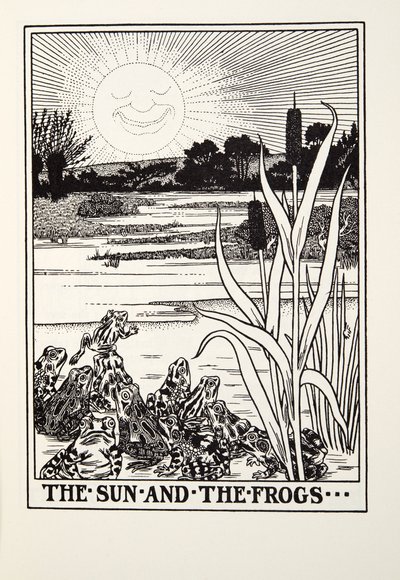 The Sun and the Frogs, fra Fontaine Fables, pub. 1905 av Percy J. Billingshurst