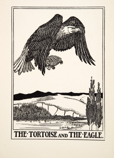 The Tortoise and the Eagle, fra A Hundred Fables of Aesop, pub.1903 (gravering) av Percy J. Billingshurst