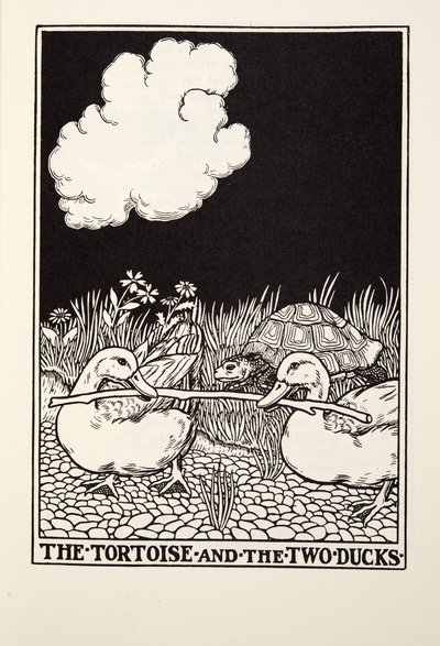 The Tortoise and the Two Ducks, fra Fontaine Fables, pub. 1905 av Percy J. Billingshurst