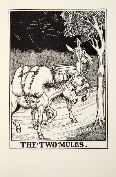 The Two Mules, fra Fontaine Fables, pub. 1905 av Percy J. Billingshurst