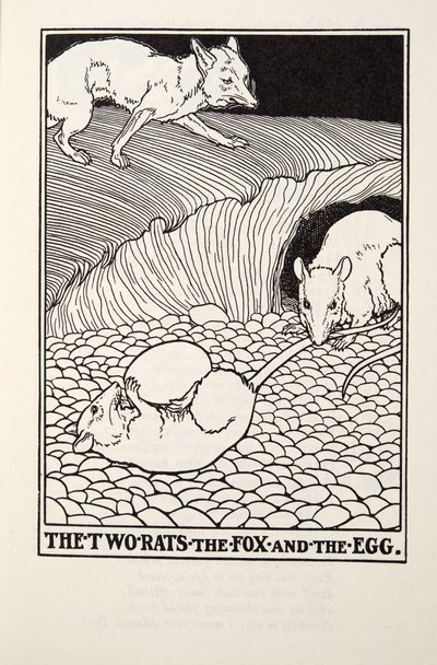 The Two Rats, the Fox and the Egg, fra Fontaine Fables, pub. 1905 av Percy J. Billingshurst