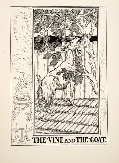 The Vine and the Goat, fra A Hundred Fables of Aesop, pub.1903 av Percy J. Billingshurst