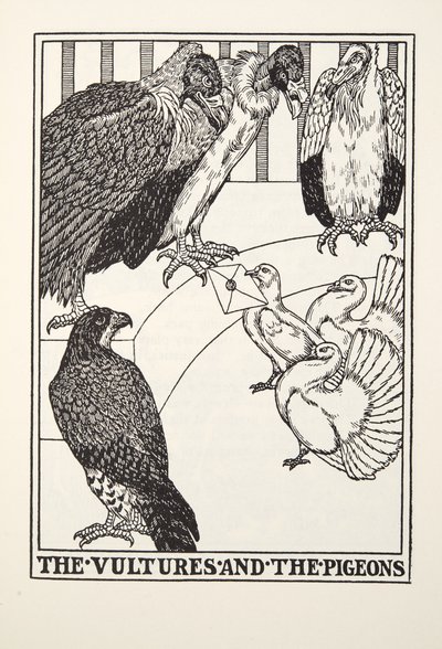 The Vultures and the Pigeons, fra Fontaine Fables, pub. 1905 av Percy J. Billingshurst
