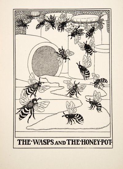 The Wasps and the Honeypot, fra A Hundred Fables of Aesop, pub.1903 av Percy J. Billingshurst