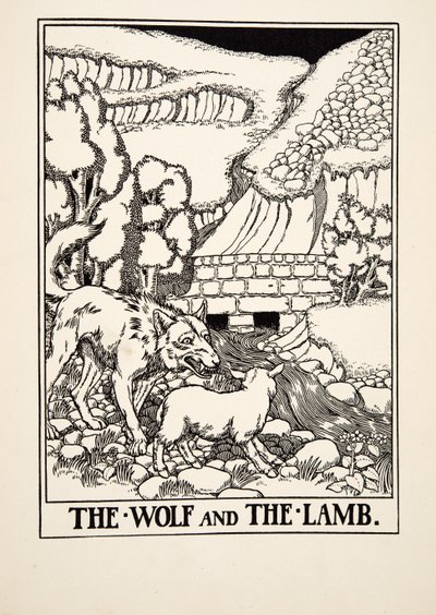 The Wolf and the Lamb, fra A Hundred Fables of Aesop, pub.1903 av Percy J. Billingshurst